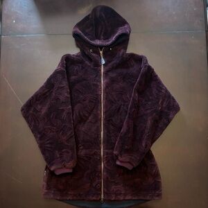 Vintage Columbia Purple Textured Sherpa Fleece Long Line Hooded Jacket Small USA